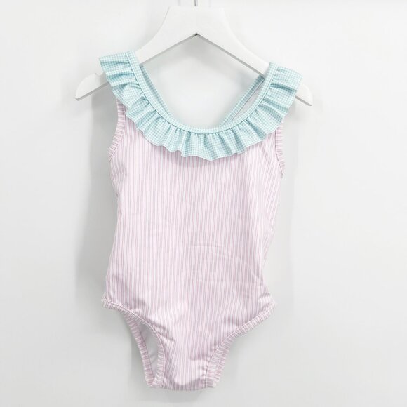 Lullaby Set Girls Size 6 Pink Pinstripe Sarah One Piece Swimsuit